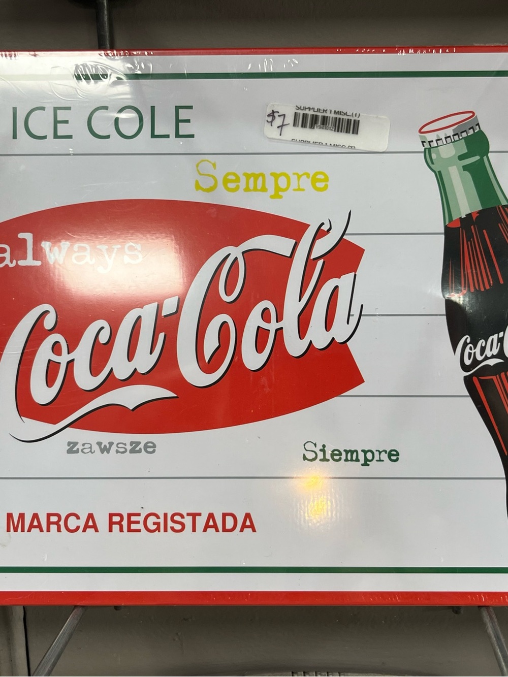 Coca-Cola Red and Green Retro Logo Metal Sign